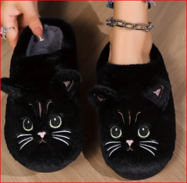 Fuzzy cat slippers hotsell
